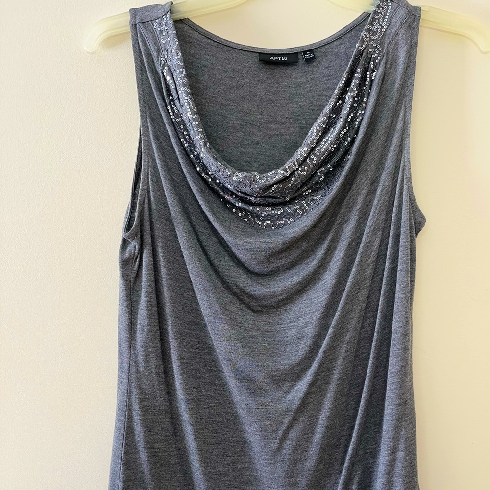 Womens sleeveless top with sequined scoop neckline. Excellent condition. - Picture 2 of 4